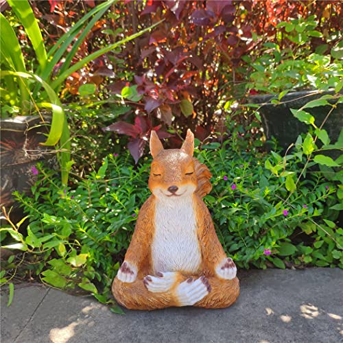 Carchistan Big Size Zen Yoga Squirrel Statues Outdoor or Indoor, Feng Shui Meditation Vastu Animal Figurines for Garden Patio or Lawn,9" Inches Tall