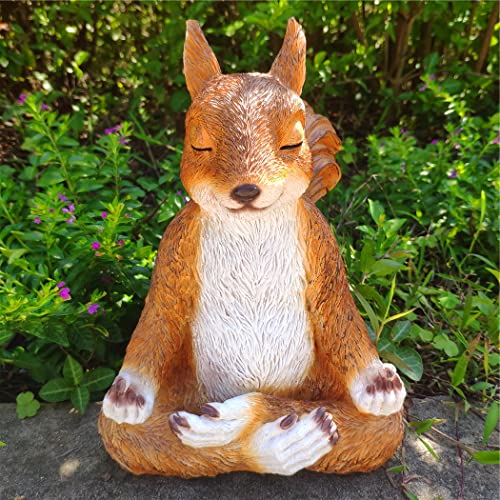 Carchistan Big Size Zen Yoga Squirrel Statues Outdoor or Indoor, Feng Shui Meditation Vastu Animal Figurines for Garden Patio or Lawn,9" Inches Tall