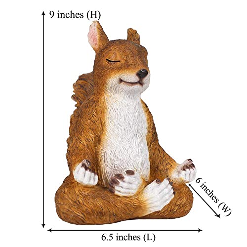 Carchistan Big Size Zen Yoga Squirrel Statues Outdoor or Indoor, Feng Shui Meditation Vastu Animal Figurines for Garden Patio or Lawn,9" Inches Tall