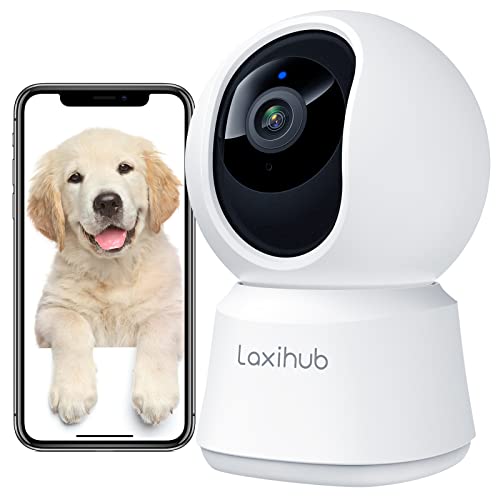 LAXIHUB Dog Camera 2K, Pet Cam Indoor Security Camera, Pan/Tilt 2.4GHz WiFi Camera with Super IR Night Vision, Motion Detection & 2-Way Audio, Compatible with Alexa & Google Assistant…