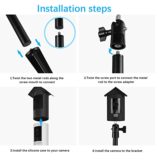 Holicfun Ground Stake Mount Stand with Weather-Resistant Silicone Cover Skin for Stick Up Cam Battery (3rd Generation)