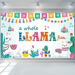 llama backdrop a whole llama fun birthday backdrop cactus mexican theme photography background fiesta llama party birthday decoration, baby shower decorations cake table decors, 70.9 x 43.3 inches
