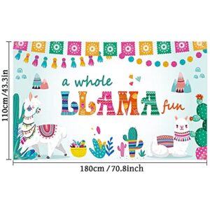 Llama Backdrop a Whole Llama Fun Birthday Backdrop Cactus Mexican Theme Photography Background Fiesta Llama Party Birthday Decoration, Baby Shower Decorations Cake Table Decors, 70.9 x 43.3 Inches