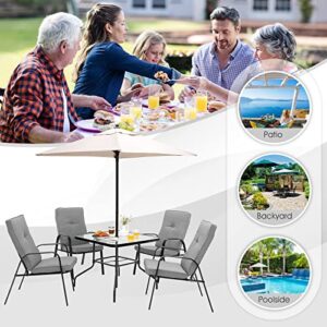 TANGKULA 5 FT Patio Umbrella, Outdoor Table Market Umbrella with Quick-Release Button, 4 Sturdy Ribs, Fade Resistant & Waterproof Canopy, Sun-protective Patio Umbrella for Garden, Poolside, Backyard