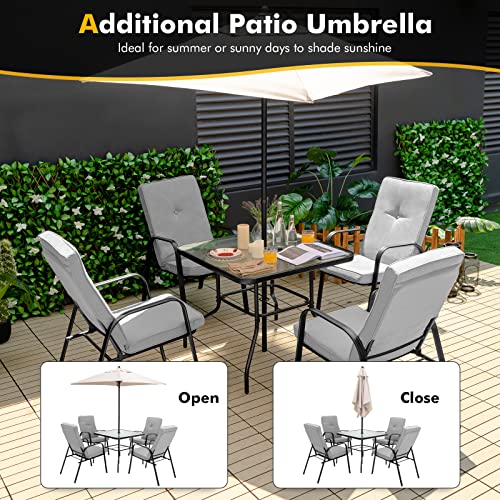 TANGKULA 5 FT Patio Umbrella, Outdoor Table Market Umbrella with Quick-Release Button, 4 Sturdy Ribs, Fade Resistant & Waterproof Canopy, Sun-protective Patio Umbrella for Garden, Poolside, Backyard