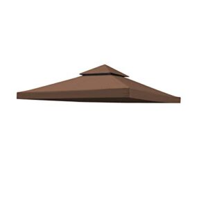 YardGrow 10x10 Canopy Replacement Top Double Tiered Outdoor Canopy Cover Patio Pavilion Garden (Brown)