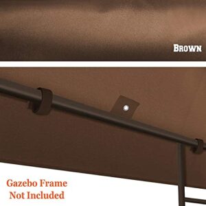 YardGrow 10x10 Canopy Replacement Top Double Tiered Outdoor Canopy Cover Patio Pavilion Garden (Brown)