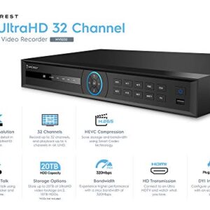 Amcrest 4K NV5232 (32CH 1080P/3MP/4MP/5MP/6MP/4K/12MP) Network Video Recorder - Supports up to 32 x 4K IP Cameras, Supports up to 2 x 10TB Hard Drives (Not Included) (No PoE Ports Included)