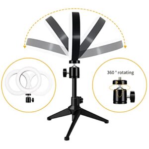 Desk Ring Light for Zoom Meetings - Video Conference Lighting Kit for Laptop Computer, 6” Clip on Table LED Light Lamp with Tripod Stand for Video Recording, Remote Working, Gaming, Vlogging