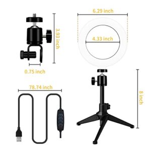 Desk Ring Light for Zoom Meetings - Video Conference Lighting Kit for Laptop Computer, 6” Clip on Table LED Light Lamp with Tripod Stand for Video Recording, Remote Working, Gaming, Vlogging