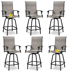 kerrogee patio swivel bar stools, all-weather adapt outdoor high bistro stools, garden furniture bar dining chair, height chairs (6)
