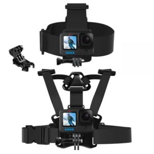 telesin head mount strap chest mount harness video camera mount accessories kit compatible with gopro hero 11,10,9,8,7,6,5,4, session 3+, 3, 2, 1, hero (2018),fusion,dji osmo action cameras