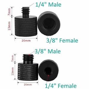 VIZEMO 4 Pcs Aluminum Camera Screw Adapter Thread 1/4" Male to 3/8" Female and 3/8" Male to 1/4" Female Adapter Set for Camera Monitor, Tripod, Microphone Mic Stand Mount（4 PCS）