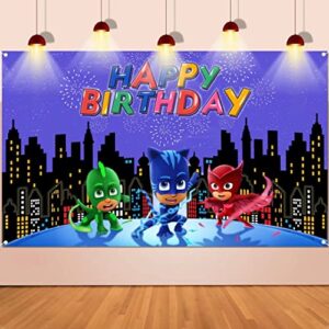 bnuwue mask superhero party backdrop – 5x3ft super city birthday backdrop fireworks cityscape mask party supplies backdrop for baby shower, photo booth props