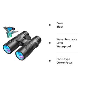 12X42 HD Binoculars for Adults, Virtual High Power Binoculars with BaK4 Prisms FMC Lens, IPX7 Waterproof Binoculars with Phone Adapter Binoculars for Bird Watching, Hunting, Hiking, Travel, Concert