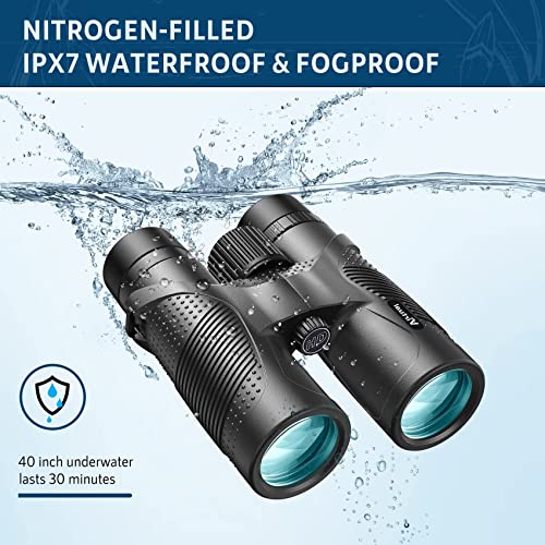 12X42 HD Binoculars for Adults, Virtual High Power Binoculars with BaK4 Prisms FMC Lens, IPX7 Waterproof Binoculars with Phone Adapter Binoculars for Bird Watching, Hunting, Hiking, Travel, Concert