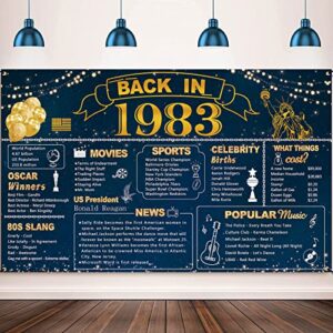 darunaxy 40th birthday blue gold party decoration, blue back in 1983 banner 40 year old birthday party poster supplies vintage 1983 backdrop 40th class reunion photography background for men and women