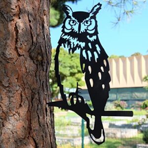 renovatio Metal Owl - Metal Birds Yard Decor - Metal Yard Art - Garden Owl - Tree Decorations Outdoor - Owl Decoy - Backyard Decor - Garden Gift - Garden & Patio Decor - Christmas Outdoor Decoration