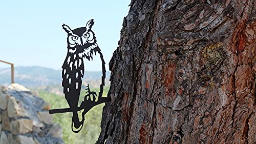 renovatio Metal Owl - Metal Birds Yard Decor - Metal Yard Art - Garden Owl - Tree Decorations Outdoor - Owl Decoy - Backyard Decor - Garden Gift - Garden & Patio Decor - Christmas Outdoor Decoration