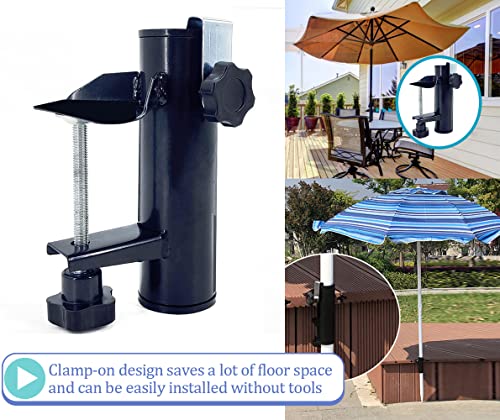 MILIMOLI Umbrella Chair Clamp, Bench Umbrella Holder Clip, Patio Umbrella Stand for Parasols, Flags and Fishing Rods on Railing, Fences, Terraces, Gardens, Benches or Shipboards