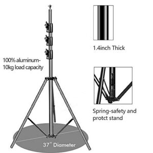 HYJ-INC 10 x 10Ft Photo Video Studio Heavy Duty Adjustable Muslin Backdrop Stand Background Support System Kit for Photography with Carrying Bag，4 Pcs Spring Clamps