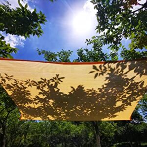 MontCampys Sun Shade Sail 7' x 10' Rectangle Permeable Canopy Shade Cloth UV Block Cover for Backyard Patio Garden Lawn Carport Outdoor Camping Event, Yellow/Sand