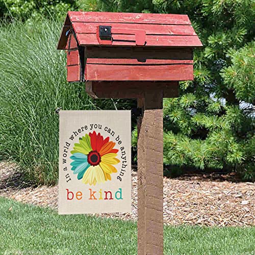 Be Kind Garden Flags for Outside In A World Where You Can Be Anything Be Kind Black Outdoor Flags One SizeUnique Small Garden Flag One Size Double Sided Outside Small Garden Flag Yard Decor In A World Where You Can Be Anything Be Kind Black Home Garden Fl