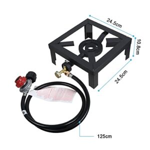 Portable Single Burner Outdoor Gas Stove Propane Cooker with Adjustable 0-20Psi Regulator Hose for Patio Camping, BBQ, Home Brewing, Turkey Fry, Maple Syrup Prep