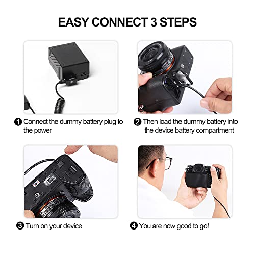 ZITAY D-tap to NP-FZ100 Dummy Battery Coiled Power Cable Cord Adapter Compatible for Sony Alpha 1 Alpha A7III A7R III A9 A7R IV Alpha 9 II A9R A9S A7R3 A7S3 FX3 Camera