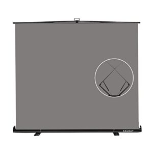 【retractable screen】 raubay 78.7in x 74.8in large collapsible grey backdrop portable retractable panel photo gray background with stand for video conference, photographic studio, streaming