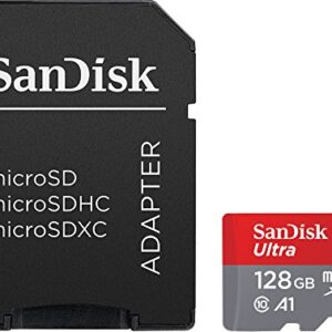 SanDisk 128GB Ultra MicroSDXC UHS-I Memory Card with Adapter - 100MB/s, C10, U1, Full HD, A1, Micro SD Card - SDSQUAR-128G-GN6MA