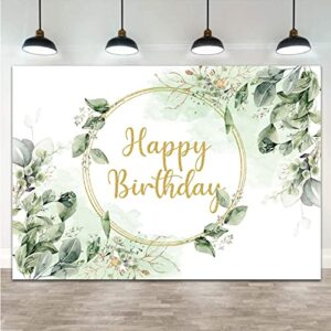 greenery succulent and eucalyptus leaves photography backdrop bloom eucalyptus leaves photo background for happy birthday party decoration supplies 7x5ft