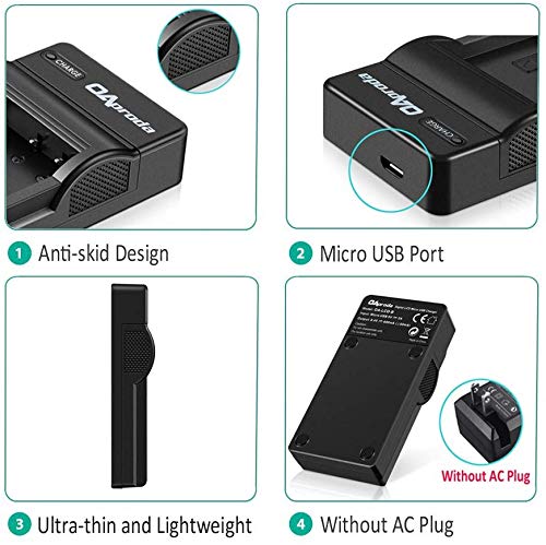 OAproda 2 Pack NB-6L/ NB-6LH Battery and Ultra Slim Micro USB Charger for Canon PowerShot SX530 HS, SX710 HS, SX700 HS, SX610 HS, SX600 HS, SX540 HS, SX510 HS, SX500 is, SX280 HS, SX270 HS, D30, S90