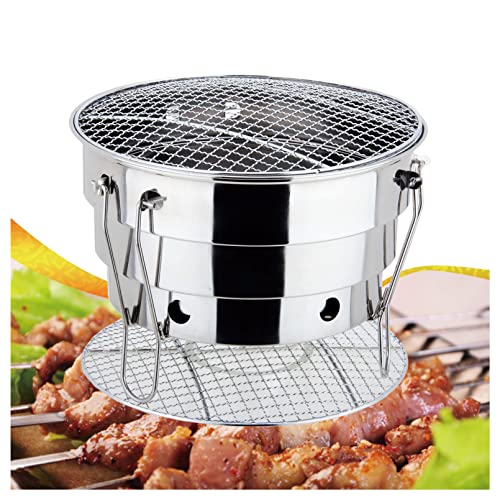 Outdoor Barbecue Stainless Steel Barbecue Grill Foldable Portable Stainless Steel Even Heat Sunken Charcoal Trough Charcoal Grill Backyard Patio Garden Picnic