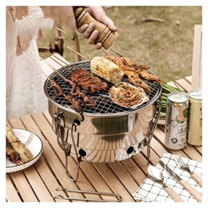 Outdoor Barbecue Stainless Steel Barbecue Grill Foldable Portable Stainless Steel Even Heat Sunken Charcoal Trough Charcoal Grill Backyard Patio Garden Picnic