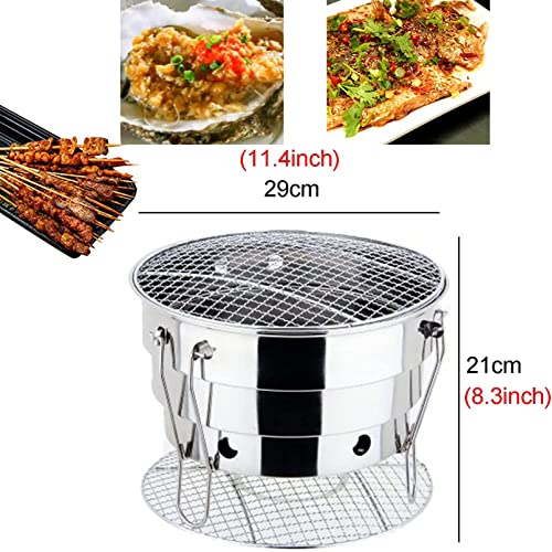 Outdoor Barbecue Stainless Steel Barbecue Grill Foldable Portable Stainless Steel Even Heat Sunken Charcoal Trough Charcoal Grill Backyard Patio Garden Picnic