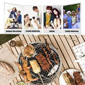 Outdoor Barbecue Stainless Steel Barbecue Grill Foldable Portable Stainless Steel Even Heat Sunken Charcoal Trough Charcoal Grill Backyard Patio Garden Picnic