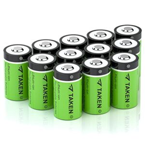 taken cr123a lithium battery 12 pack 3.7v 123 batteries 800mah high power rechargeable batteries, 10 years shelf life for arlo cameras security flashlight toys alarm system
