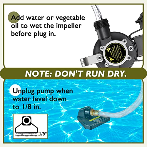 Limodot Water Transfer Pump, 115V self-priming Electric water Pump, Utility Pump With 6' Suction Hose Kit, 1/8'' Low Scution Water Removal For Rain Barrel, Pool, Hot Tub, Fish Tank, Garden, And More