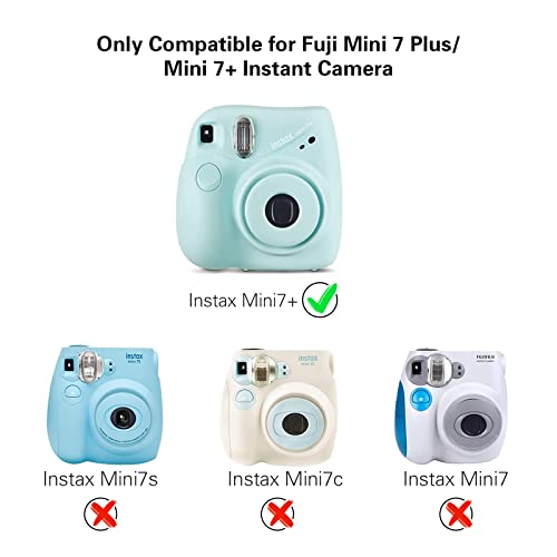 MUZIRI KINOKOO Instax Mini 7+ case, Camera Case for Fuji Instax Mini 7 Plus/Mini 7 + Instant Camera Clear Case with Shoulder Strap and Photo Pocket