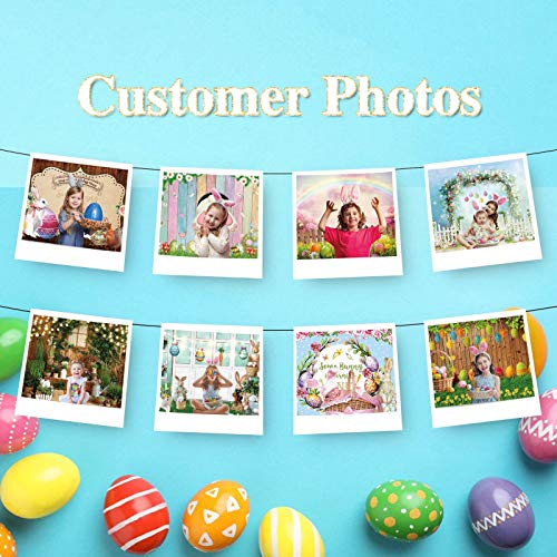 Allenjoy 7x5ft Spring Easter Backdrop Hare Rabbits Colorful Eggs Rustic Wood Floor Photography Background for Kids Children Newborn Baby Shower Birthday Party Decor Banner Portrait Photo Booth Props