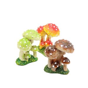 3 pcs mushroom miniature figurines mushroom statue resin figurines fairy garden miniature moss landscape diy terrarium crafts ornament accessories for home décor,c