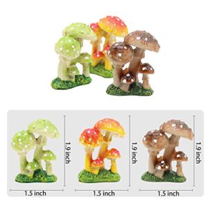 3 Pcs Mushroom Miniature Figurines Mushroom Statue Resin Figurines Fairy Garden Miniature Moss Landscape DIY Terrarium Crafts Ornament Accessories for Home Décor,C