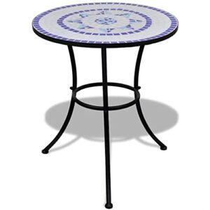 vidaxl bistro table mosaic ceramic blue white outdoor garden patio cafe coffee
