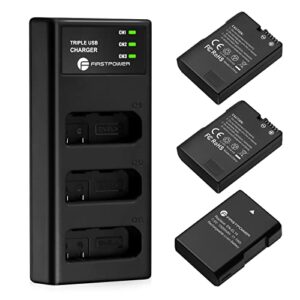 firstpower en-el14 / en-el14a battery 3-pack and triple slot charger for nikon d3500 d3400 d3300 d3200 d3100 d5600 d5500 d5300 d5200 d5100 df coolpix p7000 p7100 p7700 p7800 cameras