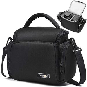 cwatcun single shoulder crossbody compact camera bag case compatible for canon nikon sony slr dslr mirrorless cameras and lenses waterproof black