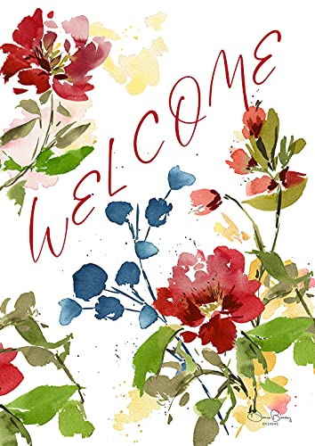Toland Home Garden 1112585 Welcome Blooms Spring Flag 12x18 Inch Double Sided Spring Garden Flag for Outdoor House Flower Flag Yard Decoration