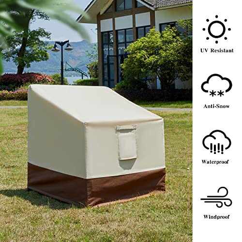BRIOPAWS Patio Adirondack Chair Cover for Outdoor Furniture,Waterproof Lounge Deep Seat Cover,Heavy Duty Outdoor Chair Covers Patio Furniture Cover(32"Wx 34"Dx 36"H,Beige&Brown)