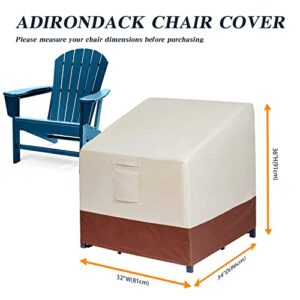 BRIOPAWS Patio Adirondack Chair Cover for Outdoor Furniture,Waterproof Lounge Deep Seat Cover,Heavy Duty Outdoor Chair Covers Patio Furniture Cover(32"Wx 34"Dx 36"H,Beige&Brown)