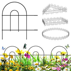 zeny decorative garden fence garden edging 35 pack 50 ft long 18 inch high rustproof landscape iron wire border, folding patio fences flower bed fencing, animal barrier